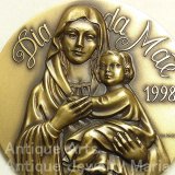 【バーゲン】【特大型 90mm 】ポルトガル 幼年イエスを抱く聖母マリア ブロンズ メダル ESC.JORGE COELHO作