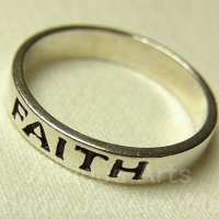 【信じる心】FAITH“信頼、信仰、確信：神への信頼や忠誠心、霊的な希望や確信”ヴィンテージ シルバー（銀製）リング サイズ：１６号