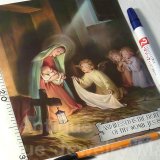 【バーゲン】【特大：約B５サイズ（２０cm×２５cm）】《未使用・イタリア製》聖母マリア・聖イエス 聖画リトグラフ印刷 (グループ２８７)