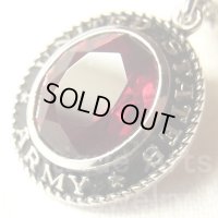 CREST CRAFT社 UNITED STATES ARMY アメリカ陸軍 ヴィンテージ STERLING（銀９２５）Garnet ガーネット ペンダント 16×21mm