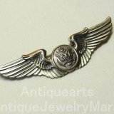 第二次世界大戦当時もの アメリカ ヴィンテージ Army Air Forces Aviation Badge Air Crew Member /アメリカ陸軍航空隊 航空乗組員 STERLING SILVER(銀９２５)バッジ ８cm《参考画像有り》