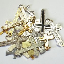 画像1: 【アルミ製クロス18本セット】欧米製ヴィンテージ・アンティーク十字架／ペンダントトップ・素材・宗教モチーフまとめ売り