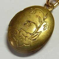 “永遠の愛” “誠実” 桔梗（キキョウ）Balloon Flower アンティーク ミニ ロケット 11×16mm