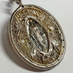 画像1: 透かしフレームの不思議のメダイ ヴィンテージ  STERLING SILVER（銀９２５）24×36mm