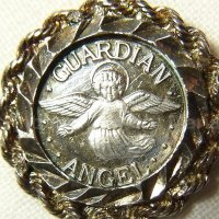 アメリカ ヴィンテージ STERLING(銀925) 守護天使 ガーディアンエンジェル "Guardian Angel" 【人々を護り、導く存在】メダルペンダント 19×19mm