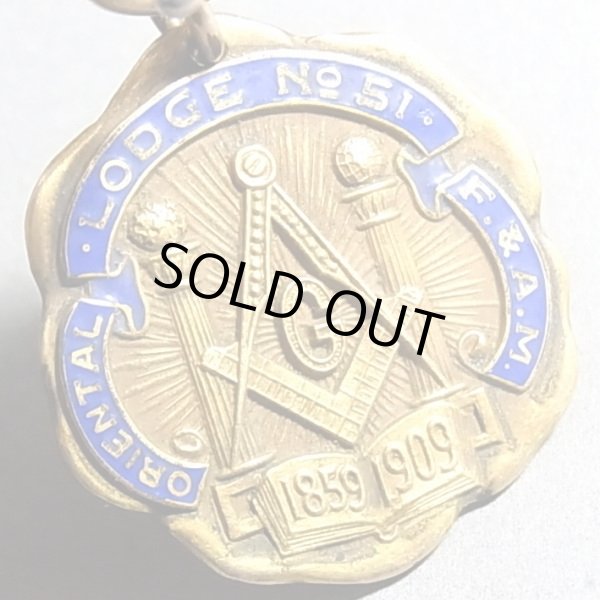 画像1: アメリカ アンティーク フリーメイソン メダル 1909年 30mm(チェーン有。無し-300円引き）