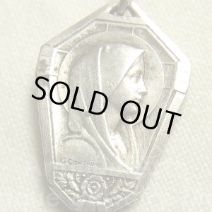 画像: 【極美形】フランス アンティーク 聖母マリア SILVER PLATED　メダイ 著名彫刻家Georges Contaux（コントー）作14×20mm