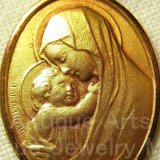画像: 【極美形】【未使用】“聖母子と若い洗礼者聖ヨハネ”Sandro Botticelli（サンドロ・ボッティチェッリ）画　アンティーク GOLD PLATED メダイ 15×22mm