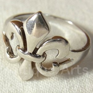 画像: ジャンヌ・ダルクの紋章"フルール・ド・リス"（Fleur-de-lis）ヴィンテージ STERLING(銀９２５)リング サイズ：１７号 