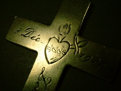 画像: オランダ アンティーク シルバー 洗礼式クロス １９２７年 38×63mm(チェーン有。無し-300円引き)