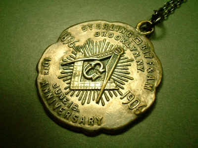 画像: アメリカ アンティーク フリーメイソン メダル １９０６年 32×32ミリ(チェーン有。無し-300円引き）