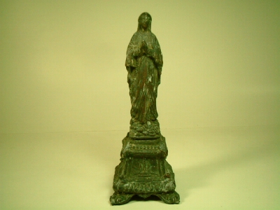 画像: フランス アンティーク 聖マリア 自立像 装飾が豊かな台座付き1800年代 18cm 【バーゲン】