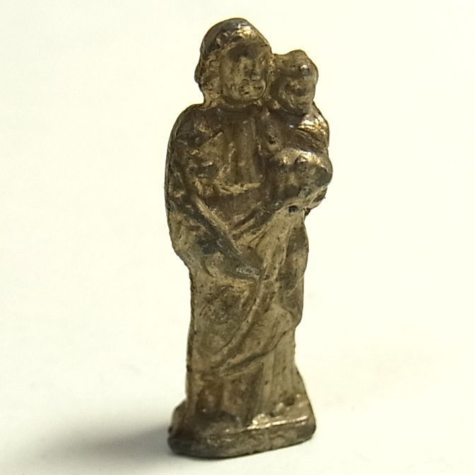 画像1: カトリック教会、父親、労働者、胎児、移民の守護聖人” 幼年聖イエスを抱く聖ヨセフ アンティーク  mini 像 26mm