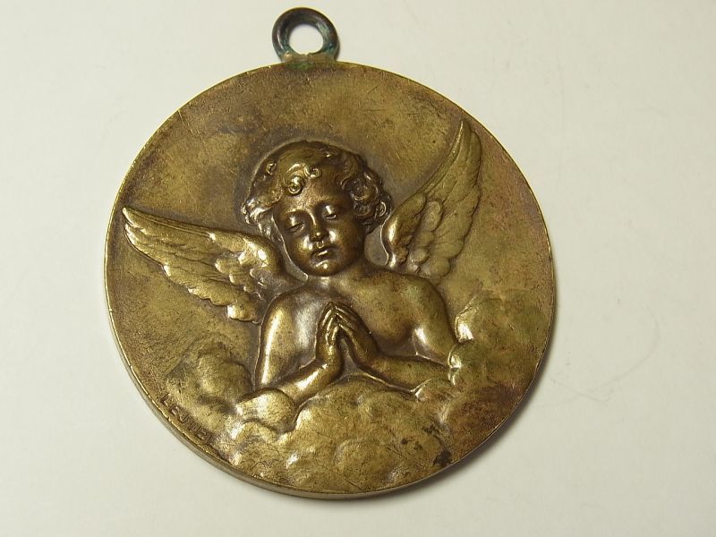 画像: 【大型サイズ】フランス アンティーク 天使のお祈りのメダル １９世紀 LEJIEL作