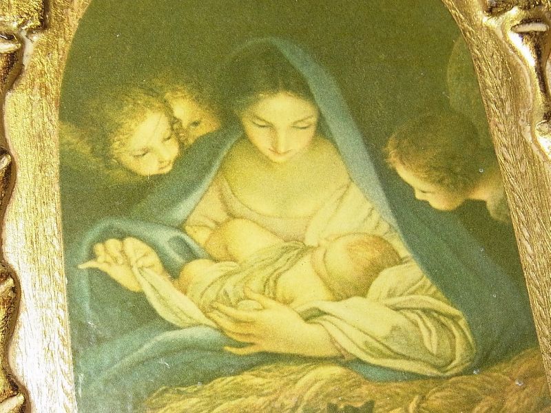 画像: イタリア アンティーク 聖マリアイメージ ３枚続きの祭壇画 “聖イエス誕生”　【中型サイズ】