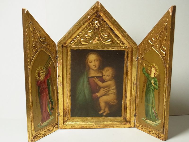画像: イタリア アンティーク3枚続きの祭壇画 【大サイズ：２０センチ】