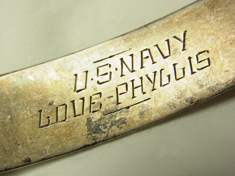 画像: 【バーゲン】第二次世界大戦　当時もの U.S NAVY アメリカ海軍 ID シルバー（銀製）ブレスレット 18cm【LOVE PHYLLIS“愛するフィリス”】