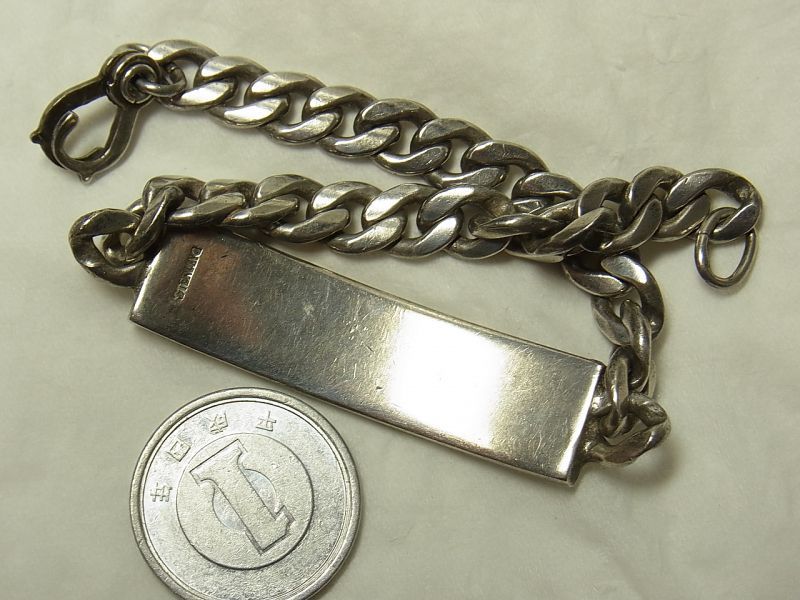画像: アメリカ軍 ミリタリー ヴィンテージ ID シルバー（銀製）ブレスレット 19.5cm