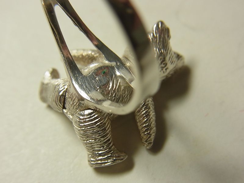 画像: アメリカ ヴィンテージ シルバー(銀製) テディベアー（クマ）のリング サイズ：１４号