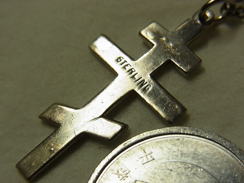 画像: 【バーゲン】ヴィンテージ シルバー（銀製）八端十字架 エイトポイント ミニクロス 15×30mm(チェーン有。無し-300円引き）