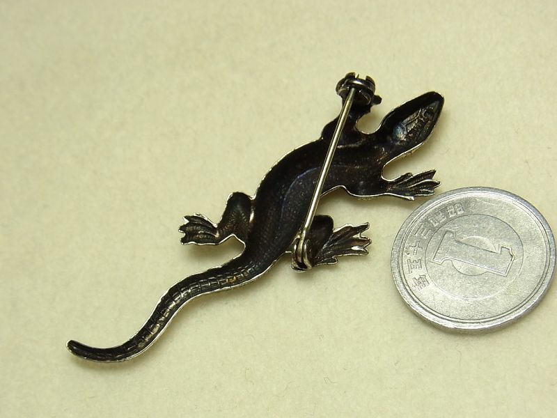 画像: アメリカ ヴィンテージ シルバー(銀製) 蜥蜴（トカゲ）のブローチ 58mm