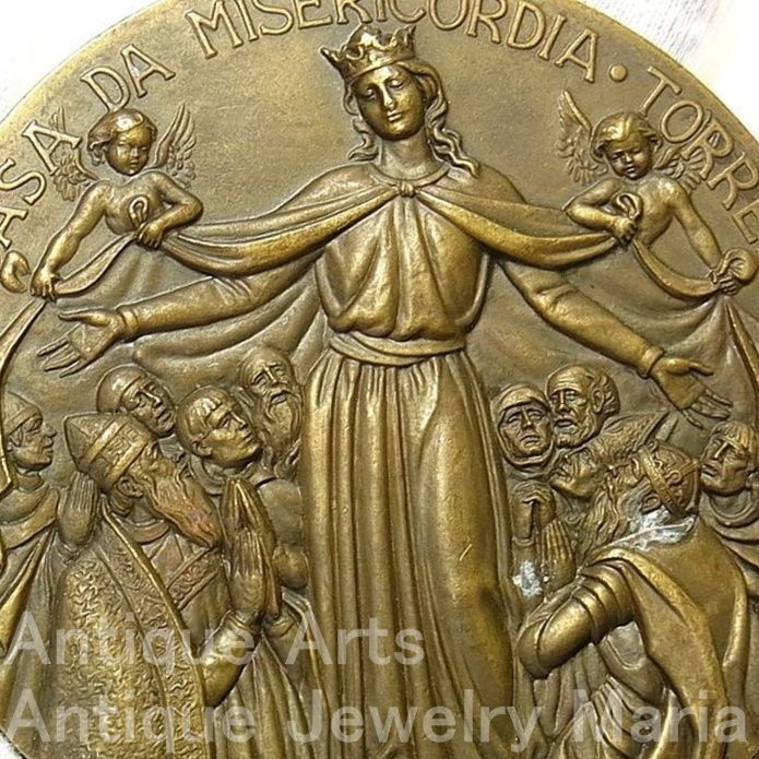画像1: 【バーゲン】【特大型 79mm 】ポルトガル 聖母マリア ブロンズ メダル Cabral Antunes作