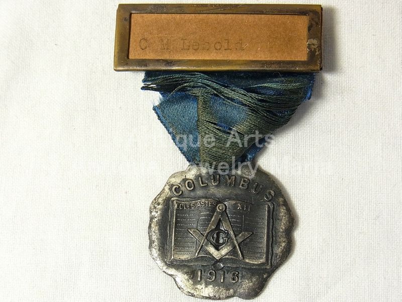 画像: 【希少】アンティーク アメリカ合衆国　オハイオ州　コロンバス １９１６年　フリーメイソン 記念メダル 