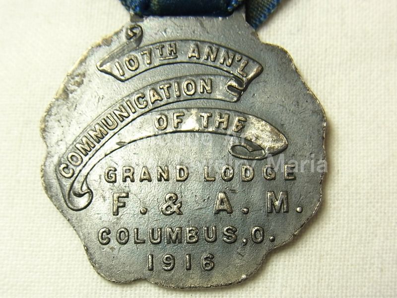 画像: 【希少】アンティーク アメリカ合衆国　オハイオ州　コロンバス １９１６年　フリーメイソン 記念メダル 
