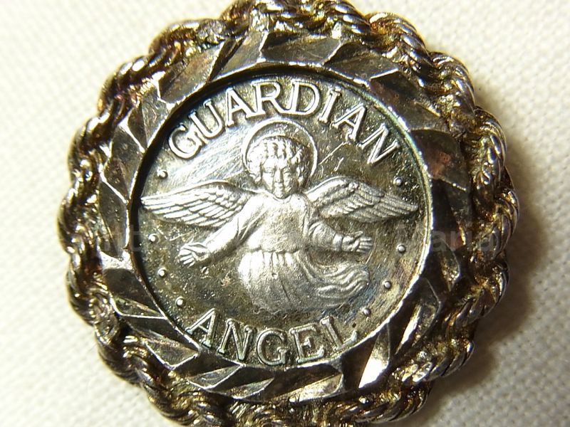 画像: アメリカ ヴィンテージ STERLING(銀925) 守護天使 ガーディアンエンジェル "Guardian Angel" 【人々を護り、導く存在】メダルペンダント 19×19mm