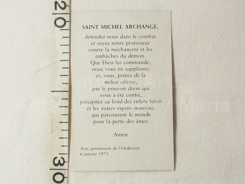 画像: 【レギュラーサイズ】“大天使ミカエル”“キリスト教徒、兵士、警察官、パラシュート部隊の守護者、聖フランシスコ・ザビエルにより日本の守護者とも定められている。”ヴィンテージ ホーリーカード（グループ２４９）