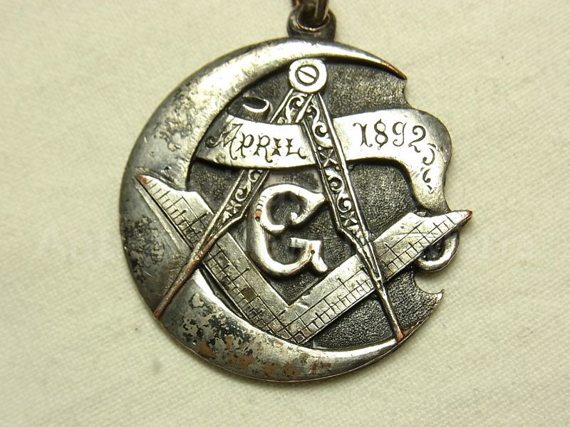 画像: 【希少】《１８９２年４月》アンティーク アメリカ ニューヨーク フリーメイソン メダル 33mm(チェーン有。無し-300円引き）