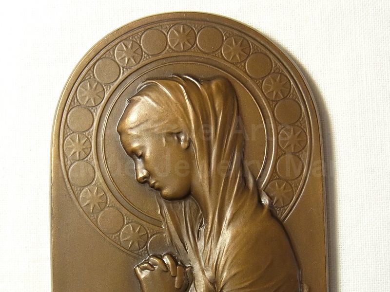 画像: 【極美形】【大型サイズ】ポルトガル“お祈りをする聖母マリア”ヴィンテージ ブロンズ メダル 著名彫刻家 João da Silva作