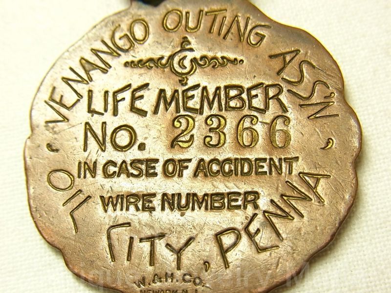 画像: 【１９００年代初頭製】アメリカ アンティーク　ペンシルバニア州 フリーメイソン ウォッチフォブ 懐中時計の飾り メダル　23mm