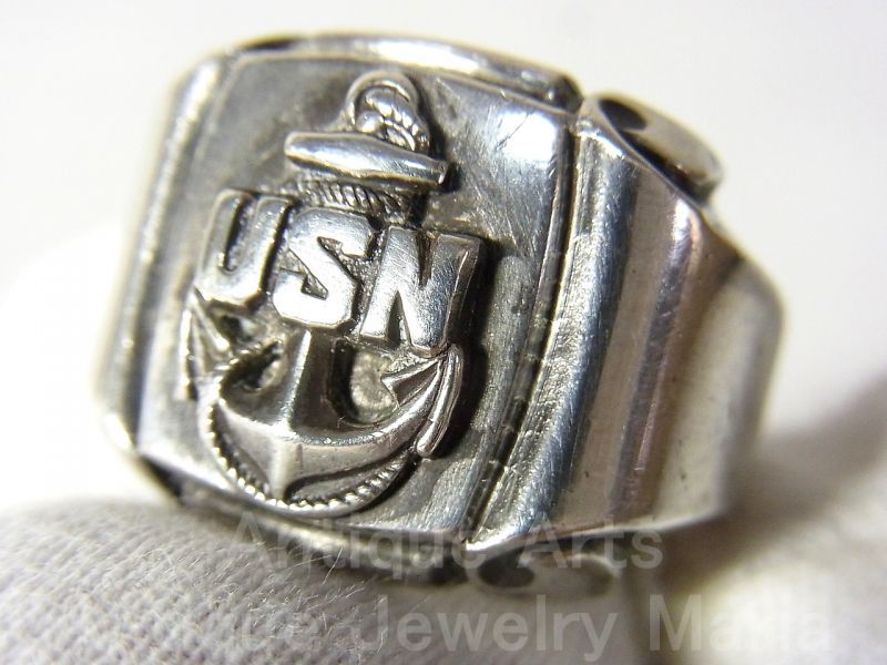 画像: 第二次世界大戦当時もの アメリカ 海軍USN (UNITED STATES NAVY)ヴィンテージ SILVER（銀925）リング サイズ：２０号 