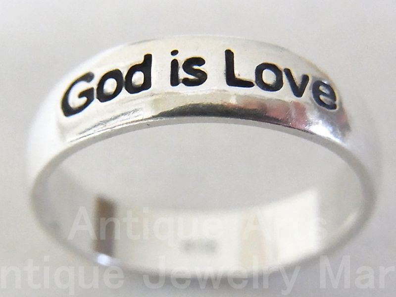 画像: “GOD IS LOVE(神は愛である。)”アメリカ ヴィンテージ SILVER （銀）リング サイズ：１６号