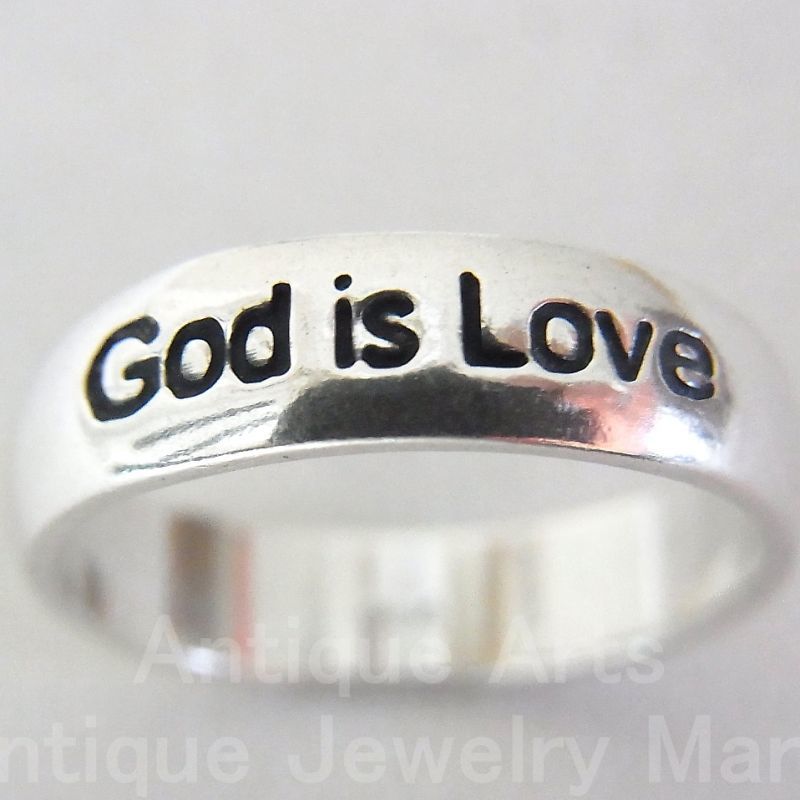 画像1: “GOD IS LOVE(神は愛である。)”アメリカ ヴィンテージ SILVER （銀）リング サイズ：１６号