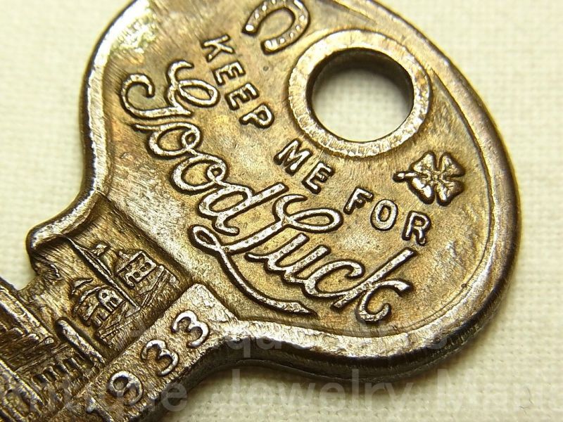 画像: 【希少】《四つ葉のクローバー・蹄鉄マーク》【参考画像・動画有り】【幸運・成功を祈る！(GOOD LUCK)】アメリカ 1933年シカゴワールドフェアーMaster Lock Co.マスターロック社　記念キー