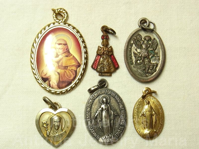 画像: 【バーゲン】アンティーク 聖イエス、聖母マリア、聖テリジアetc, 【重い金属】6個セット