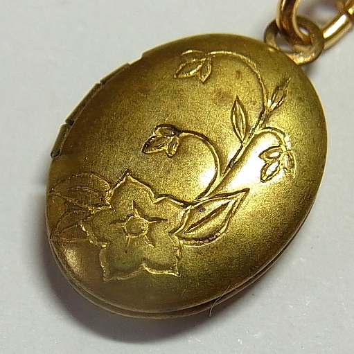 画像1: “永遠の愛” “誠実” 桔梗（キキョウ）Balloon Flower アンティーク ミニ ロケット 11×16mm