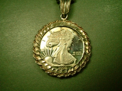 画像: アメリカ ミレニアム２０００年記念　イーグル シルバー999メダル ペンダント(チェーン有。無し-300円引き）