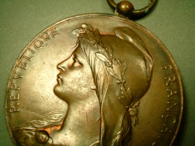 画像: フランス アンティーク フランスを象徴する自由の女神 マリアンヌのメダル / オスカー・ロティ作