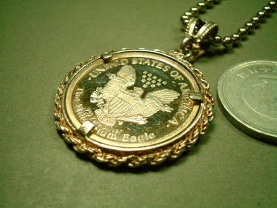 画像: アメリカ ミレニアム２０００年記念　イーグル シルバー999メダル ペンダント(チェーン有。無し-300円引き）